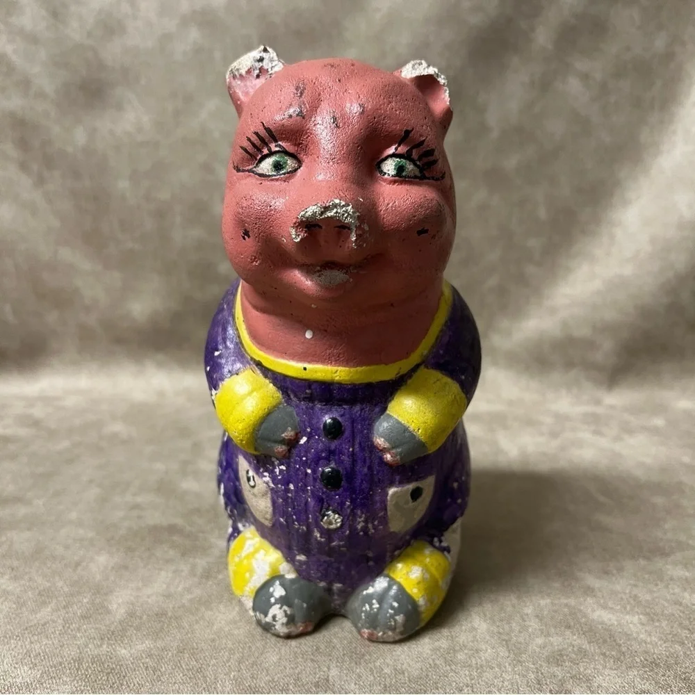 Vintage Heavy Door Stopper Antique Piggy *Has Wear * See Pics Still Beautiful